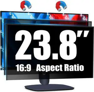 [2 Pack Magnetic Computer Privacy Screen for 23.8 Inch Monitor, Anti-Glare Blue Light Privacy Filter Shield, Easy Installation, 16:9 Aspect Ratio