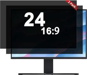 [2 Pack] 24 Inch Computer Monitor Privacy Screen for 16:9 Aspect Ratio - Anti-Glare, Blue Light Filtering, Eye Protection, Removable Anti-Scratch Privacy Shield Screen 24in