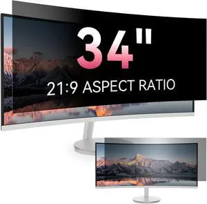 [2025 New] 34 Inch Curved Computer Privacy Screen Protector for 21:9 Aspect Ratio Widescreen Monitor,Removable Eye Protection Anti Glare Blue Light Filter,34in Anti Spy Desktop Security Private Shield