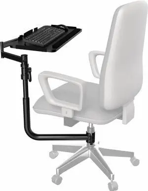 Office Chair Mounted 26 x 12 Inch Keyboard and Mouse Tray, Ergonomic Tilt, Full Motion 360 Degree Rotation, Black, MOUNT-KB18CP