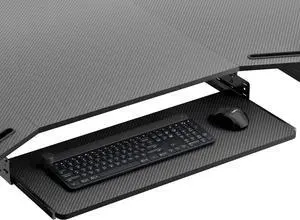 Adjustable Keyboard Tray Under Desk, 28x11 Inch Large Slide Out Keyboard & Mouse Platform Tray, Wooden Pull Out Computer Keyboard Drawer for Typing Home Office Desk, Black