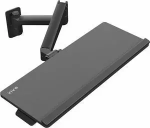 Sit-Stand 24 Inch Pneumatic Spring Keyboard and Mouse Tray Wall Mount, Counterbalance Height Adjustable Typing Platform, Ergonomic Tilt, Black, MOUNT-KB35C