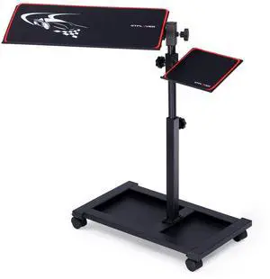 Adjustable Racing Standing Keyboard and Mouse Tray Rolling with Wheels for Gaming Wheel Stand Simulator Cockpit (Black)