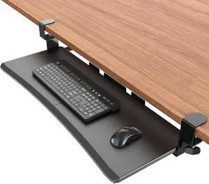 Extra Large Keyboard Tray Under Desk - Slide Out with Sturdy C-Clip Mount System, 31.5" (35.8" Including Clamps) x 11.8" Put-Out Keyboard Tray Computer Drawer for Ergonomic Typing, Black