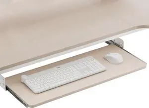 Adjustable Keyboard Tray Under Desk, 28x11 Inch Large Slide Out Keyboard & Mouse Platform Tray, Wooden Pull Out Computer Keyboard Drawer for Typing Home Office Desk, Maple