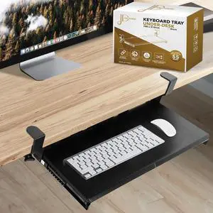 Keyboard Tray Under Desk Slide Out  Large 27" (31" Wide with Clamps) Computer Drawer Pull Out with Sturdy C-Clamp Mount, Ergonomic Keyboard Holder Under Desk Tray, Black