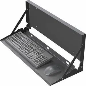 Flip Down 24 Inch Typing Platform Wall Mount, Fits Standard Size Keyboards and Mice, Space Saving Design, Mouse Pad Included, Black, Mount-FDKB1