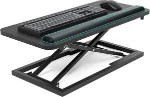 Standing Keyboard Tray Keyboard stand, Adjustable Height Keyboard and Mouse Riser for Desktop,For Ergonomic Sit Stand Workstations With Wrist RestLaptop Desk 26.7 x 11.7 Inch(Black)
