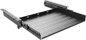 Sliding Under Desk Laptop Mount Shelf with Air Vents, W 16.3" x D 12" Metal Under Desk Slide Out Tray for Laptop (16 Inch Wide)