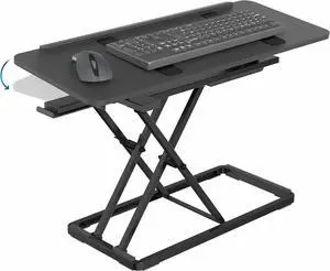 Single Top 30 inch Tilting Scissors Lift Keyboard and Mouse Riser, Height Adjustable Laptop Desk, for Ergonomic Sit Stand Workstations, Black, Desk-TKR1