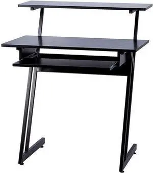 Recording Studio Desk - with Raised Platform and Keyboard Tray, Black - Stage Right