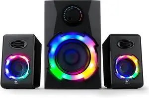 OROW Computer Speakers,40W PC Speakers with Subwoofer,Gaming Bass,AC Powered,Support Bluetooth&SD&USB Play, 2.1 Multimedia System RGB Light,Great for TV/Projector/PC/Laptop