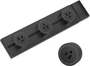 Surge Protector Power Strip, 8000W High Wall Track Outlet, Mobile Rail Socket with 3 AC Outlet adapters, for Modern Home Kitchen, Living Room (Black, 40cm/15.7in)