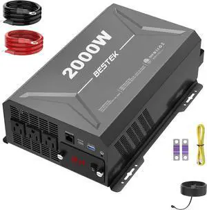 2000W Car Power Inverter -  DC 12V to 110V AC Converter Outlet Adapter with USB-C PD30W QC18W Cigarette Lighter Plug, 3 Charger Outlets and Dual USB Ports for RV Road Trips