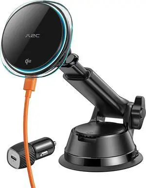 for Qi2 15W Magsafe Car Mount Charger Dashboard, Qi2-Certified Wireless MagSafe with Semiconductor Cooler, Vacuum Magnetic Phone Holder iPhone 17-12 Series [with PD Adapter]