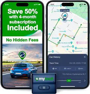 GPS Tracker for Vehicles with Magnet 4G LTE Real-Time Location Device App, Long Life Battery  Anti-Theft Car, Motorcycle, Scooter, Bike - (4-Mo Subscription Included)