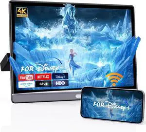 13.3" Car TV for Back Seat, 4K Android Headrest Monitor Car, 4G+64G Portable Rear Entertainment System, Support Phone Wireless Mirror Link Touch Screen, with WiFi/HDMI/USB/Video Player