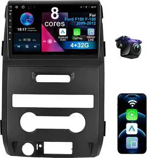 8 Core 4+32G Car Radio for Ford F150 2009-2014 with Wireless CarPlay & Android Auto, 9 Inch Touchscreen F-150 Stereo Player Backup Camera, AM/FM/RDS, AUX, DSP, SWC