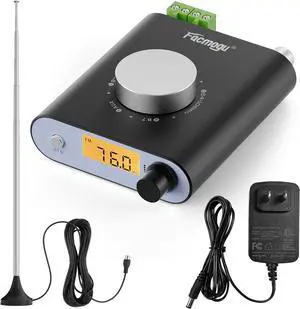 S5000 FM Radio Receiver, 2025 Upgraded Professional Si4730 Receiver Amp with 33ft Long Cables Adjustable Antenna, Stereo Antenna Mini Amplifier Global Frequency w/Bluetooth & AUX in