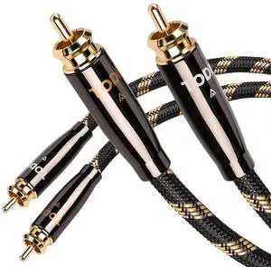 HiFi RCA Cables Audiophile, Double Shielded Cable Male to Stereo Audio for Home Theater, Amps, Speakers, (6.5ft/2m, 1 Pair)