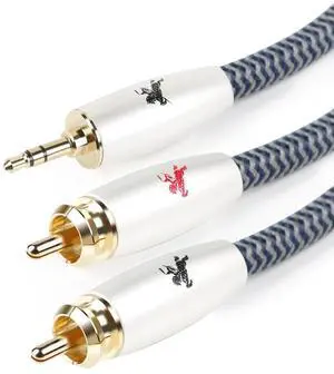 3.5mm to 2RCA Audio Cable Aux RCA Headphone Male Jack Adapter Cotton Braided 1/8 Y Cord Subwoofer 9.84ft