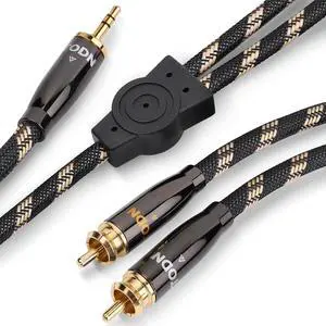 HiFi 3.5mm to RCA Audio Cable Audiophile with OCC-Core, Dual Shielded AUX for Smartphones Tablets Speakers Home Theater (4.9ft/1.5m)