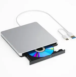 External Blu ray Drives Read/Write Compatible with Burner USB 3.0/Type-C/Win7-11 OS Read BD/DVD/CD Comes English Manual and One-Year WarrantySilver