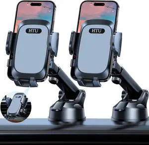 2025 Ultimate Car Phone Holder80+LBS Strongest Suction & Military-Grade Universal Cell Holder Truck Mount for Dashboard Windshield Air Vent iPhone 16 Pro Max 15 Samsung 2pcs,Grey