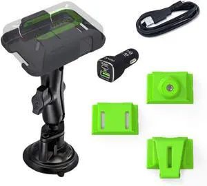 Universal Mount Accessory Kit Including RAM Twist-Lock Suction Cup Mount, DC Car Charger with USB Cable, and 3 Inserts  Belt Clip, Strap Infill Connector Camera Tripod