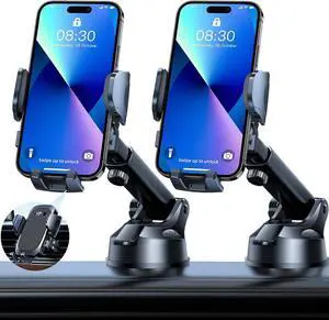 2025 Ultimate Car Phone Holder80+LBS Strongest Suction & Military-Grade Universal Cell Holder Truck Mount for Dashboard Windshield Air Vent iPhone 16 Pro Max 15 Samsung 2pcs,Black