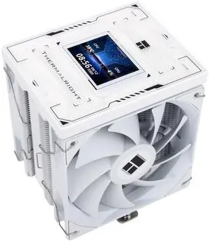 Burst Assassin 120 Vision White CPU Cooler with 2.4-inch 320x240 Resolution IPS Display LCD Screen,Double CPU Fans,Computer CPU Air Cooling for LGA1700/1851,AM4/AM5,6 Heat Pipes Cooling