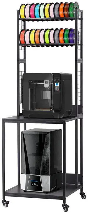 3D Printer Filament Storage Rack, 4-Tier 3D Printer Stand with Filament Storage, Spools Holder Racks C with Wheels, Filaments Organzied for 3D Printing Station, Office, Workshop (Shelf Only)