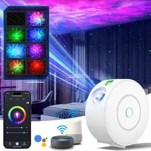 DOWILLDO Sm Star Galaxy Projector, Nebula Night Light with Sm APP & Voice &Button Control, DIY 16 Million Colors and Timer Mode for Kids Room, Py Night Ceiling Decor (Black)
