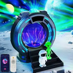 8-in-1 Sci-Fi Gateway Galaxy Projector Nebula Night Light for Kids Adults Teens with Plasma Ball, Alarm Clock, Bluetooth Speaker, White Noise, 8 Color Night Lights & Alien Astronaut for Bedroom Decor