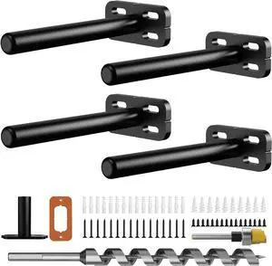 4pcs Wall Shelf Brackets Heavy Duty Floating Shelf Bracket Hidden,Invisible Black Shelving Brackets Decorative Floating Shelf Hardware Heavy Duty,Metal Shelf Support Bracket(4"-4pcs)