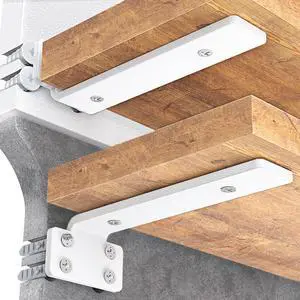 Shelf Bracket, Heavy Duty Floating Shelf Brackets 12 inch Long, 6 Pack Brackets for Shelves, White Coated Metal Wall Shelf Support Brackets with 1/5 Inch Thick and 160 lb. Load Capacity