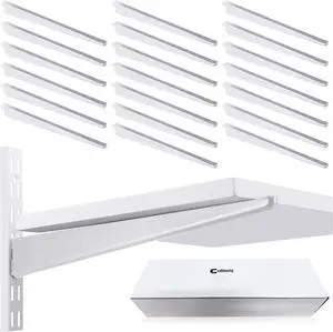 20 Pcs Adjust Shelf Brackets for Double Track System Closet Organization Heavy Duty Wire Shelf Brackets(White,11.5 Inch)