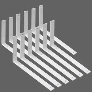 Shelf Brackets Heavy Duty 14 Inch White L Brackets for Shelves 12 Pack 5mm Thick Wall Mounting Floating Metal Iron Shelf Support for Wood with Screw
