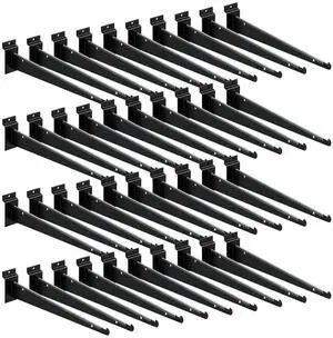 36pcs 12 Inch Slatwall Shelf, Heavy Duty Slat Wall Shelf Brackets with Lip Floating Slatwall Accessories for Garage Slat Panels Shelving Display (Black)