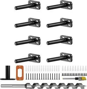 8pcs Wall Shelf Brackets Heavy Duty Floating Shelf Bracket Hidden,Invisible Black Shelving Brackets Decorative Floating Shelf Hardware Heavy Duty,Metal Shelf Support Bracket(4"-8pcs)