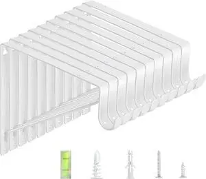 10-Pack Closet Rod Bracket, 10.8x10.8Inch Closet Shelf Brackets Heavy Duty Wall Mounted, Matte White Steel Closet Rod Support Brackets Holder, 300 Lbs Load Capacity with Anchors Screws