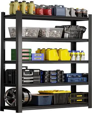 72''H Garage Shelving Heavy Duty, 2500LBS Storage Shelves, 5-Tier Adjust Metal Shelve Storage Shelf Rack, Industrial Shelving Unit for Garage, Warehouse, Basement (35" W x 15.7" D x 72" H)