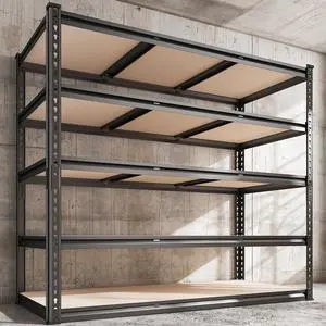 48" W Garage Shelving Heavy Duty, 3000LBS Storage Shelves, 5-Tier Adjust Metal Shelving, Garage Shelves Sturdy Industrial Shelf, Easy Assemble, 72" H x 48" W x 18" D