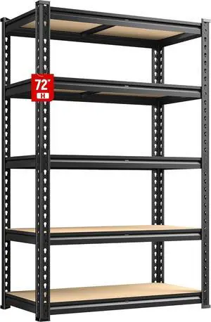 2020LBS Storage Shelves 5 Tier Garage Shelving Heavy Duty Adjust Garage Shelves, Utility Rack Shelf, Shelving Units for Storage Warehouse Pantry Closet, 35.5" W x 11.9" D x 72" H, Black
