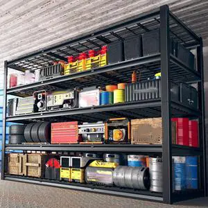 60" W Garage Shelving Heavy Duty Metal Shelving 3000LBS Storage Shelves Adjust Metal Shelves for Storage Industrial 5 Tier Garage Shelves for Warehouse Basement Pantry 60"W x 24"D x 72"H