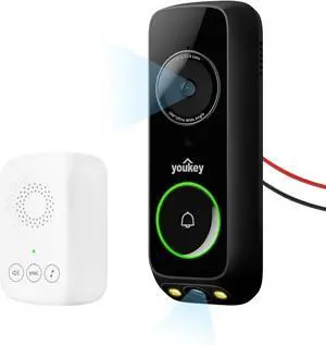 DB322 Doorbell Camera Wired with Chime, No Monthly Fee, 2K Video Doorbell with Head-to-Toe Live-View, Package Detection, 2.4/5GHz WiFi-6, Built-in 8Gb Storage, Two-Way Talk, Color Night Vision