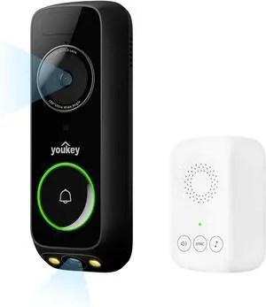 DB312 Doorbell Camera Wireless with Chime, No Monthly Fee, 2K Video Doorbell with Head-to-Toe View, Package Detection, 2.4/5GHz WiFi-6, Two-Way Talk, Color Night Vision, Battery/Wired Powered