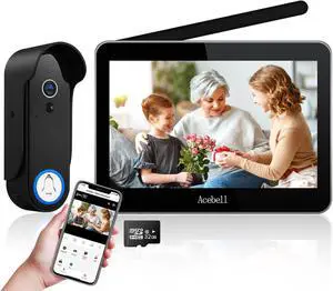 Wireless Sm Video Doorbell Intercom System, WiFi 1080P Video Doorbell Camera with Monitor, Video Door Phone with 7''Touch Screen, Motion Detection, No Subscription, APP Control