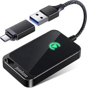 Wireless CarPlay Adapter for  iPhone - Multi-User Seamless Connection Converts Wired to Wireless CarPlay Adapter - No Latency from iOS 10+ to Screen w/USB-C (All Black)