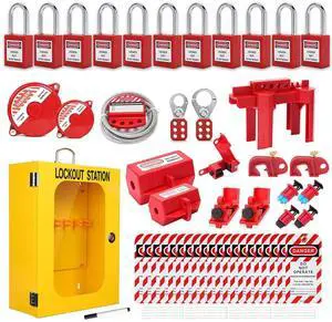 Lockout Tagout Station Breaker Loto Kit Loto Hasps,Loto Tags,Circuit Breaker Lockout,Ball Valve Lockout,Electrical Plug Lockout,Steel C Lockout for Loto Station Lock Out Tag Out Kit